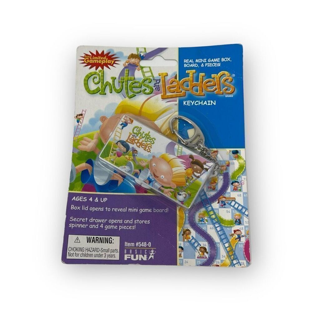 Chutes & Ladders Game Keychain Key Miniature Board 2005 Hasbro Basic Fun New